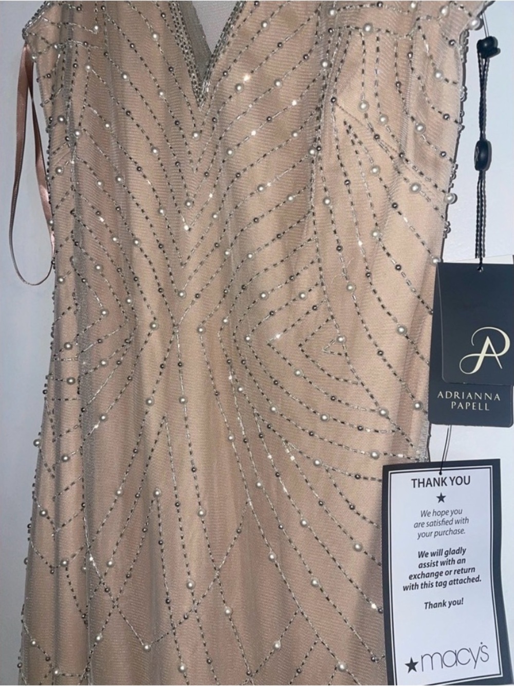 Adrianna Papell Taupe Beaded Mesh Maxi Skirt - Picture 7 of 9